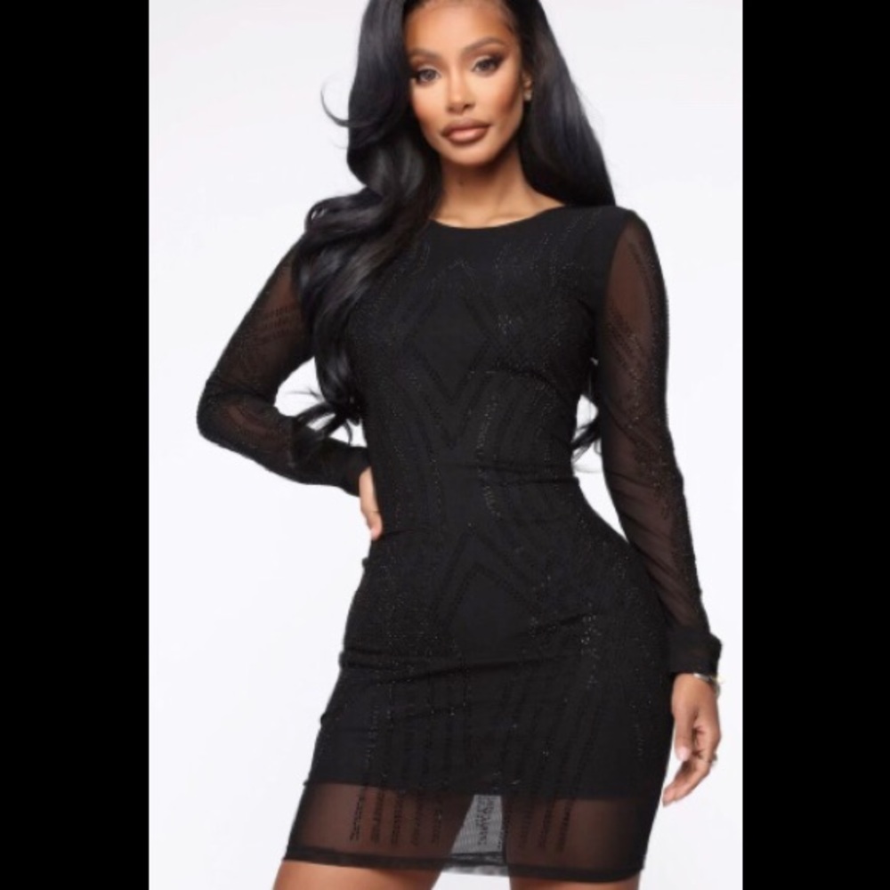Sparkly Black Long Sleeve Dress